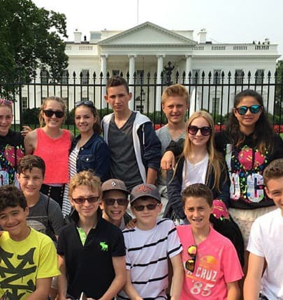 Group of students on a field trip in front of the White House