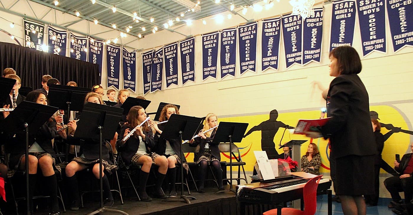 Aurora Preparatory Academy students in music class